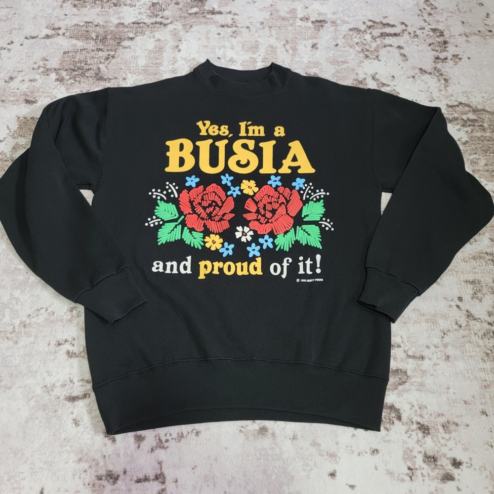 VTG 90s Busia Sweatshirt Polish Grandmother 1995 Abbey Press‎ Made in USA L EUC